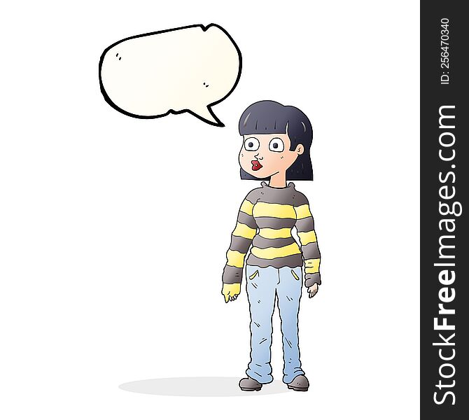 speech bubble cartoon woman in casual clothes