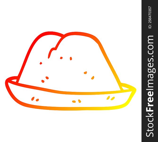 warm gradient line drawing of a cartoon hat