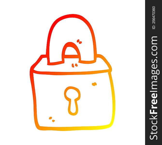 warm gradient line drawing of a cartoon padlock