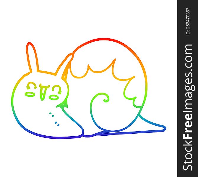 rainbow gradient line drawing of a cute cartoon snail