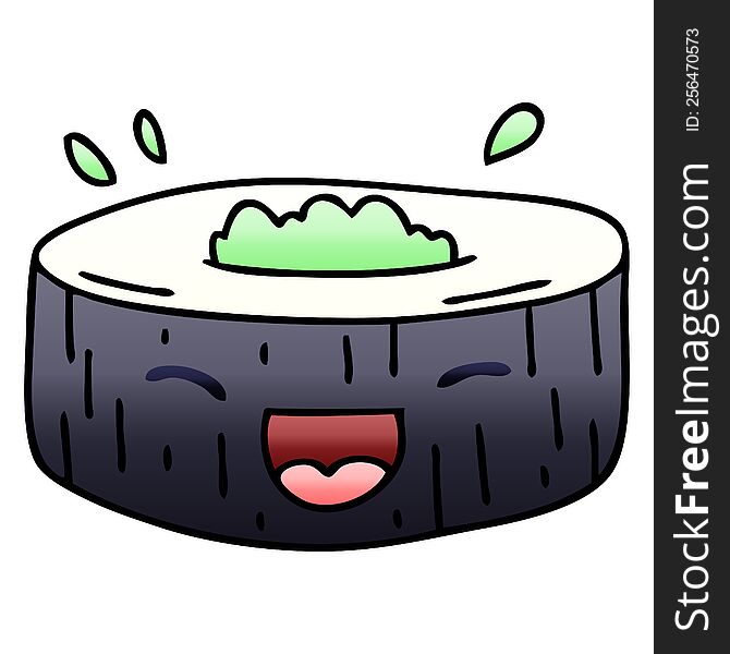 gradient shaded quirky cartoon happy sushi. gradient shaded quirky cartoon happy sushi