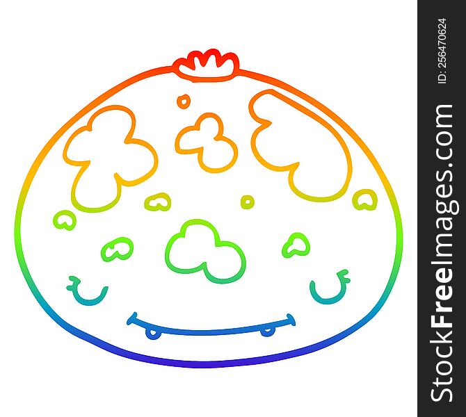 rainbow gradient line drawing of a cartoon squash