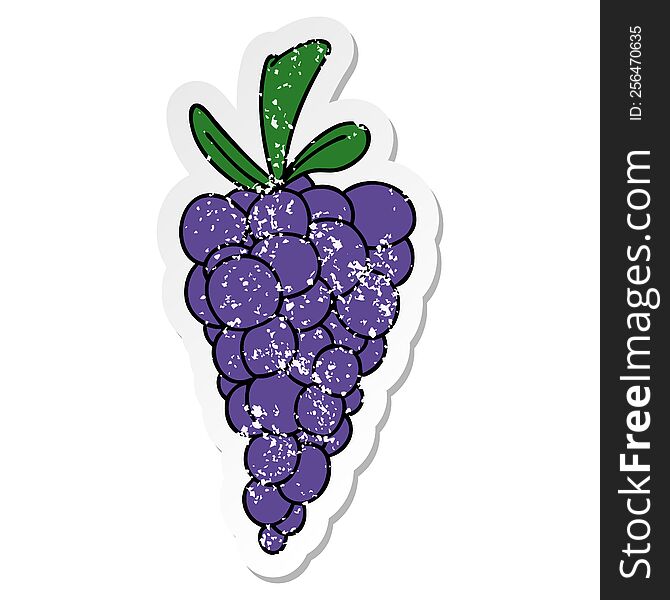 distressed sticker of a quirky hand drawn cartoon bunch of grapes