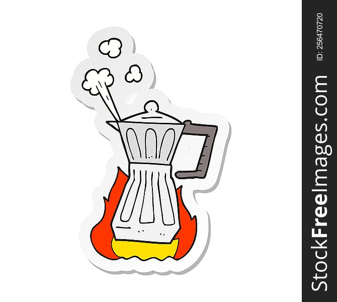 sticker of a cartoon espresso stovetop maker