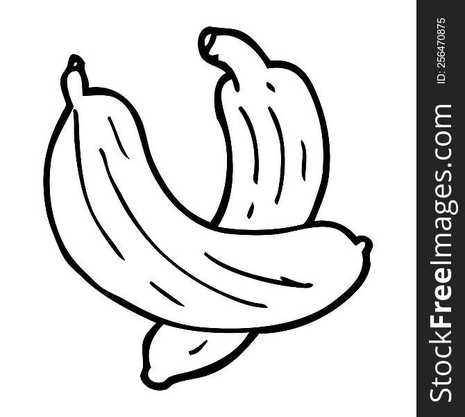 line drawing cartoon pair of  bananas