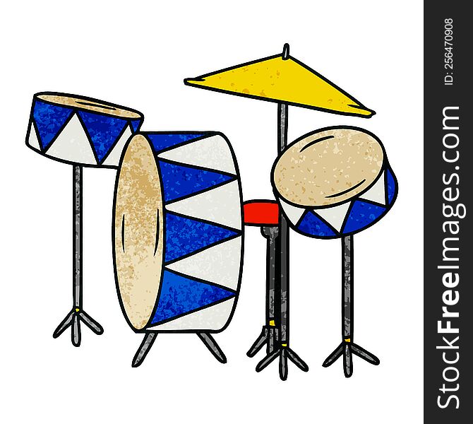 Textured Cartoon Doodle Of A Drum Kit