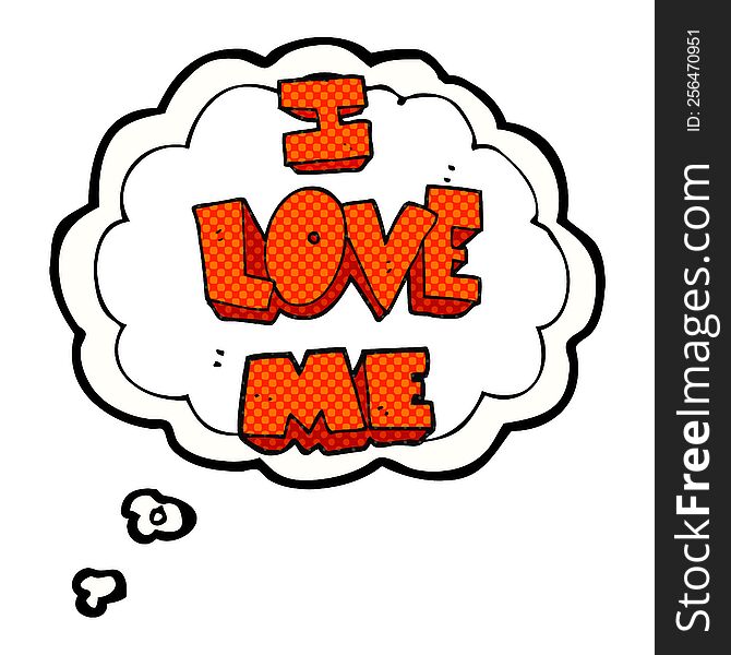 i love me freehand drawn thought bubble cartoon symbol. i love me freehand drawn thought bubble cartoon symbol
