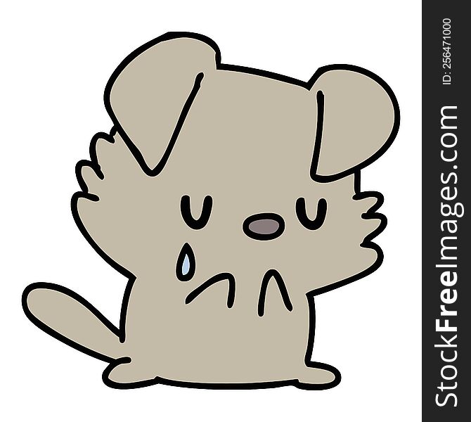 cartoon of a sad little puppy crying. cartoon of a sad little puppy crying