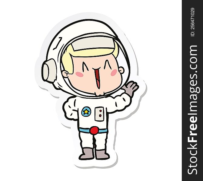 sticker of a singing cartoon astronaut