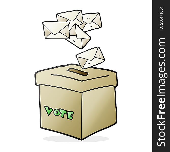 freehand drawn cartoon ballot box