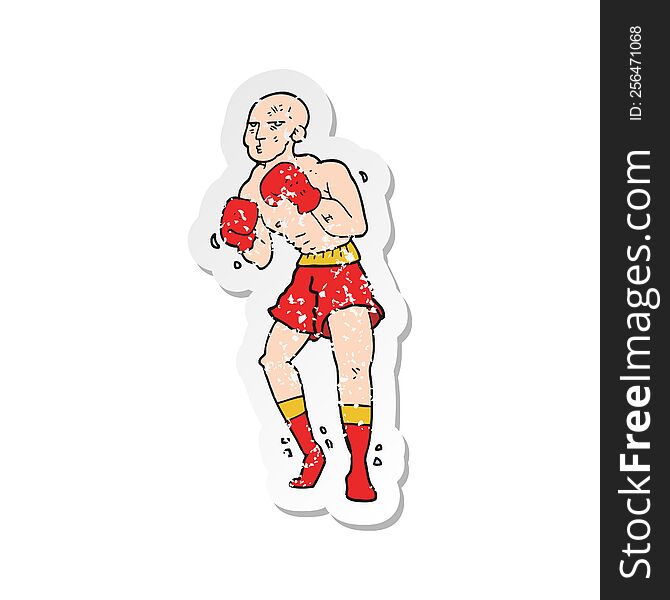 retro distressed sticker of a cartoon boxer