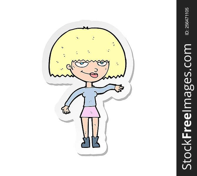 Sticker Of A Cartoon Smug Woman Making Dismissive Gesture