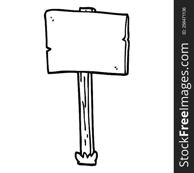 Line Drawing Cartoon Sign Post