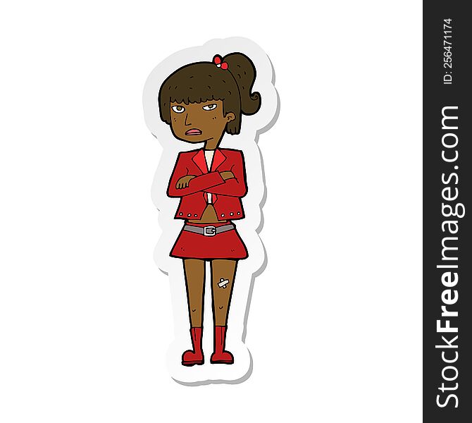 sticker of a cartoon cool girl