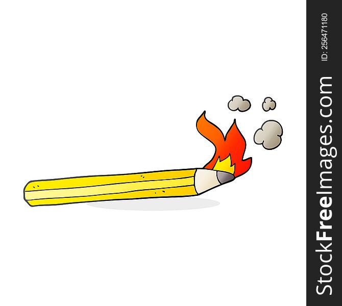 freehand drawn cartoon flaming pencil