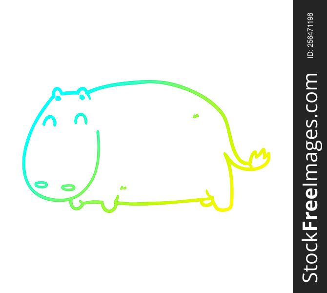 Cold Gradient Line Drawing Cartoon Hippo
