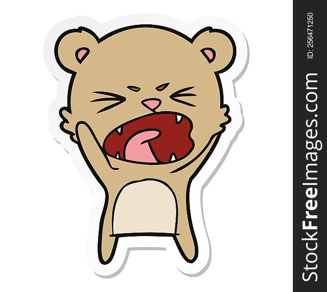 Sticker Of A Angry Cartoon Bear Shouting