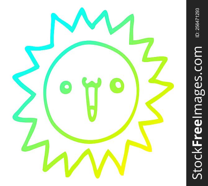 cold gradient line drawing of a cartoon sun