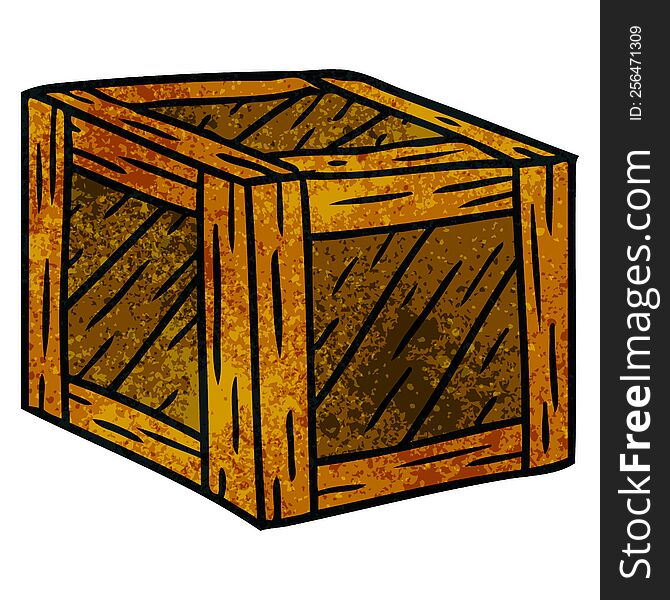 textured cartoon doodle of a wooden crate