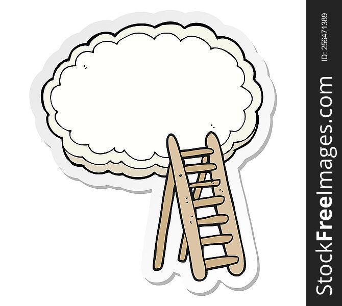 Sticker Of A Cartoon Ladder To Heaven