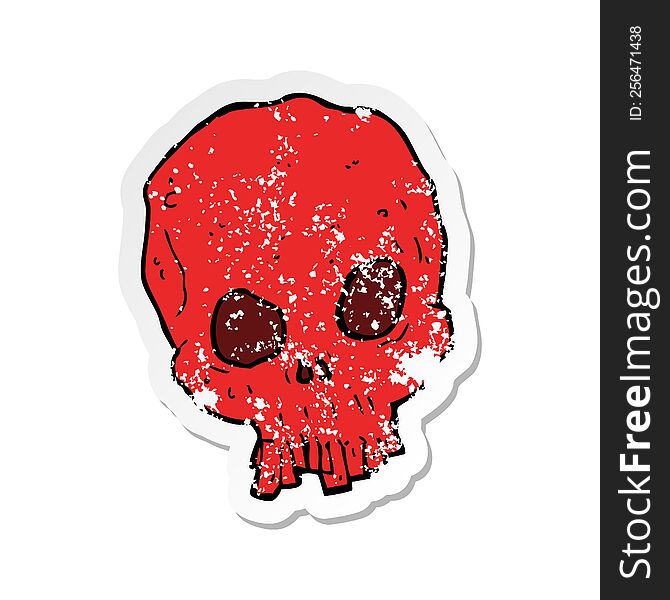 retro distressed sticker of a cartoon spooky skull