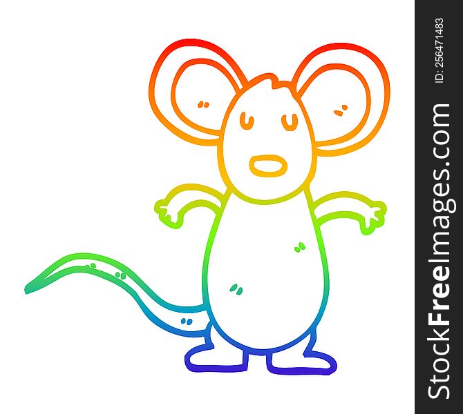 Rainbow Gradient Line Drawing Cartoon Mouse Rat