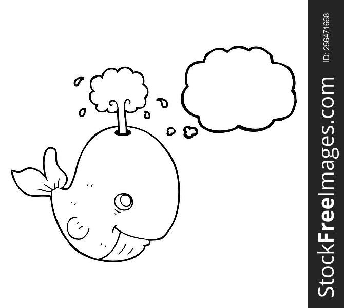 freehand drawn thought bubble cartoon whale spouting water