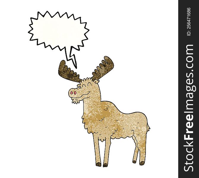 freehand speech bubble textured cartoon moose