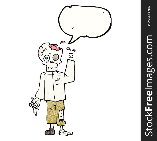 Speech Bubble Textured Cartoon Zombie