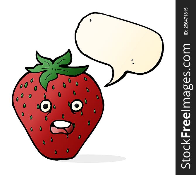 Cartoon Strawberry With Speech Bubble