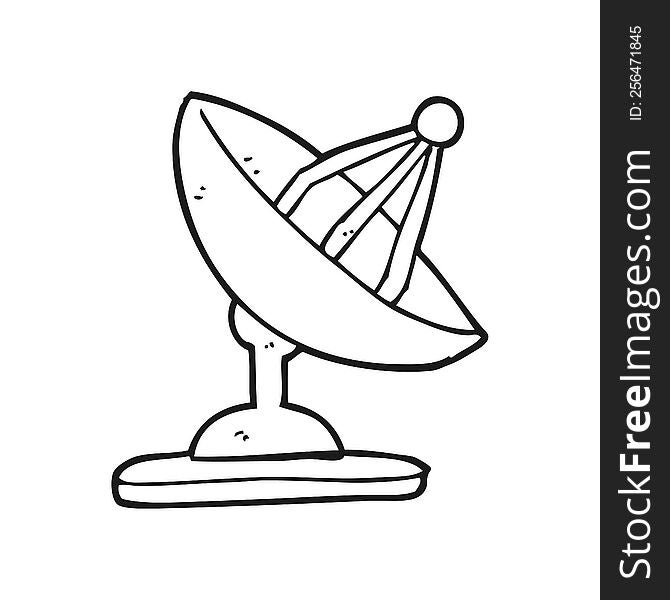 freehand drawn black and white cartoon satellite dish