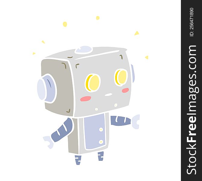 Cute Flat Color Style Cartoon Surprised Robot