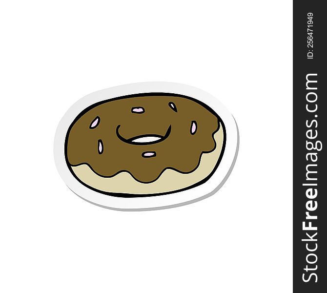 Sticker Of A Cartoon Donut