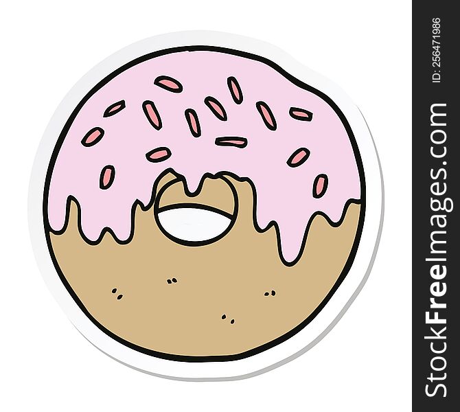 Sticker Of A Cartoon Donut