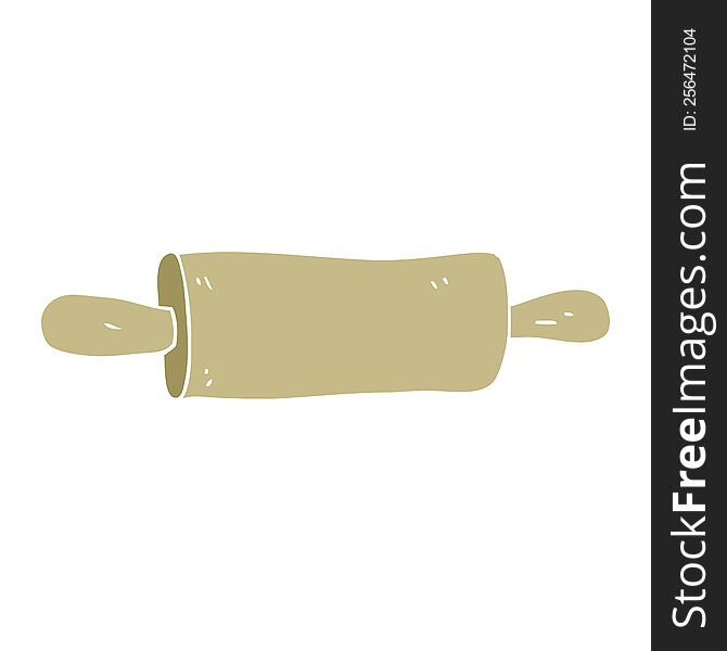 Flat Color Illustration Of A Cartoon Rolling Pin