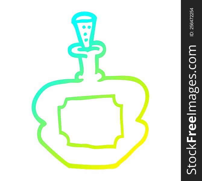cold gradient line drawing of a cartoon perfume bottle