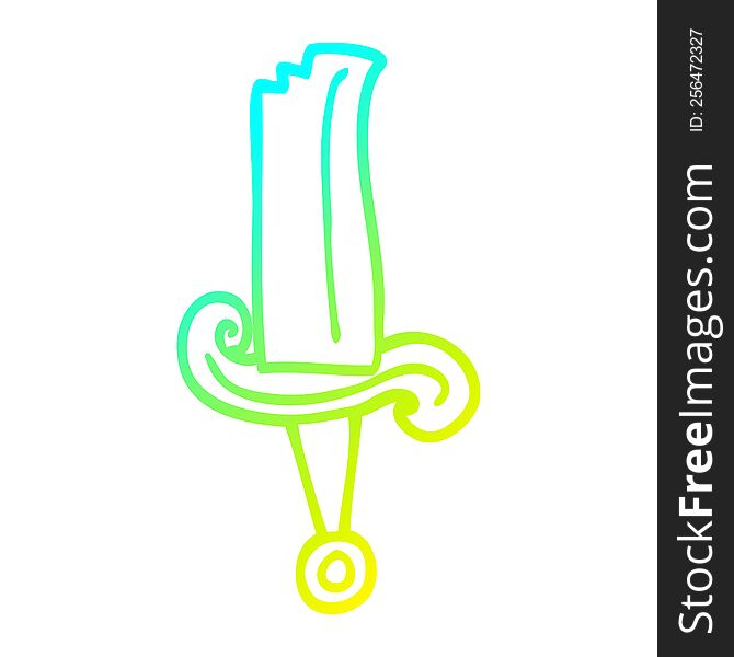 cold gradient line drawing cartoon jeweled sword