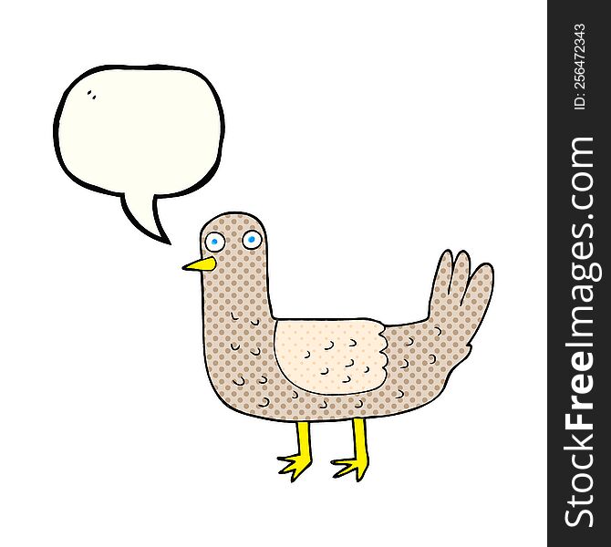 freehand drawn comic book speech bubble cartoon bird