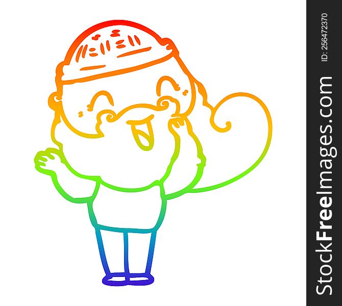 Rainbow Gradient Line Drawing Happy Bearded Man