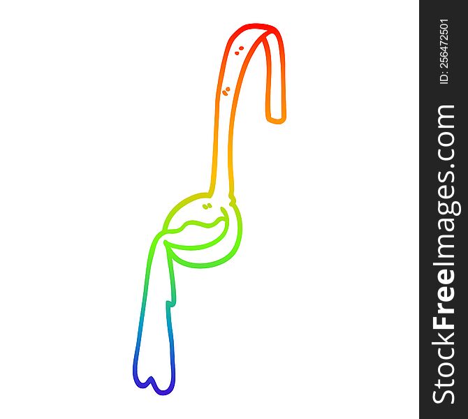 Rainbow Gradient Line Drawing Cartoon Ladle Of Food