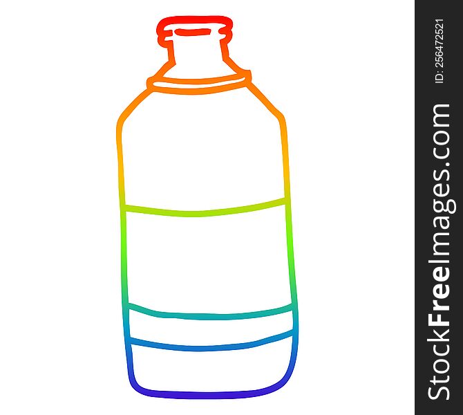 rainbow gradient line drawing cartoon old green bottle