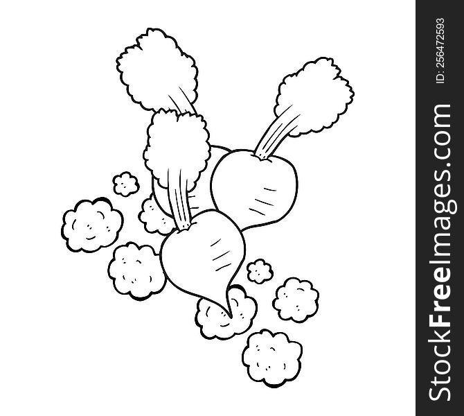 freehand drawn black and white cartoon beetroot