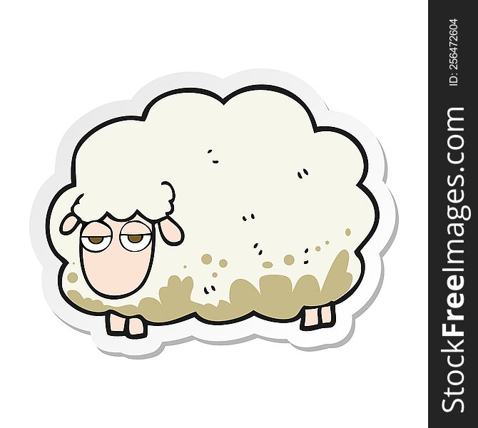 sticker of a cartoon muddy winter sheep