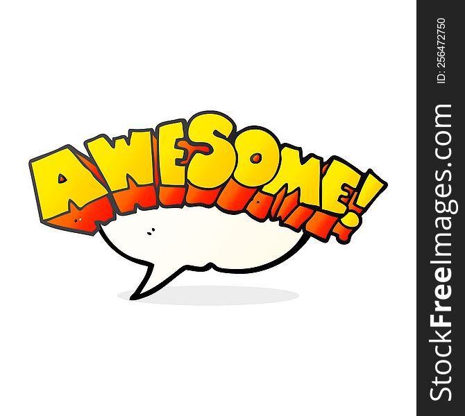freehand drawn speech bubble cartoon word awesome