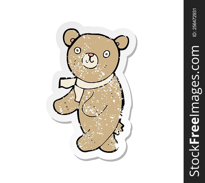retro distressed sticker of a cute cartoon teddy bear