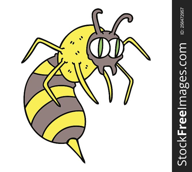 Quirky Hand Drawn Cartoon Wasp