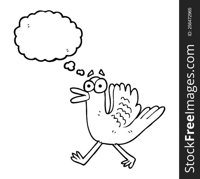 freehand drawn thought bubble cartoon flapping duck