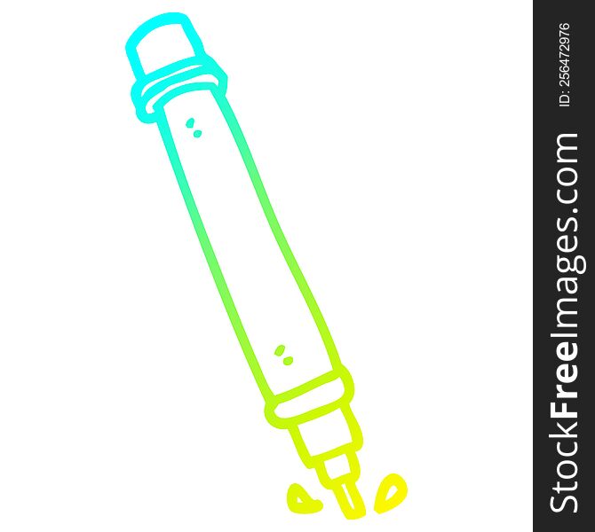 cold gradient line drawing of a cartoon marker pen