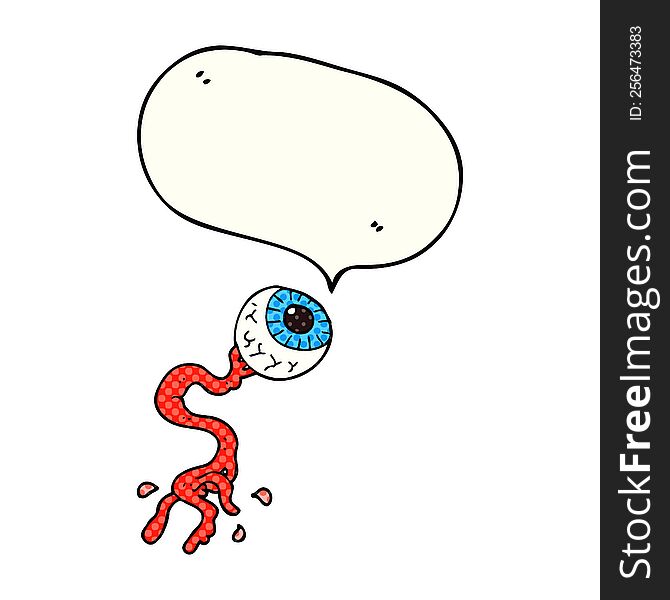freehand drawn comic book speech bubble cartoon gross eyeball