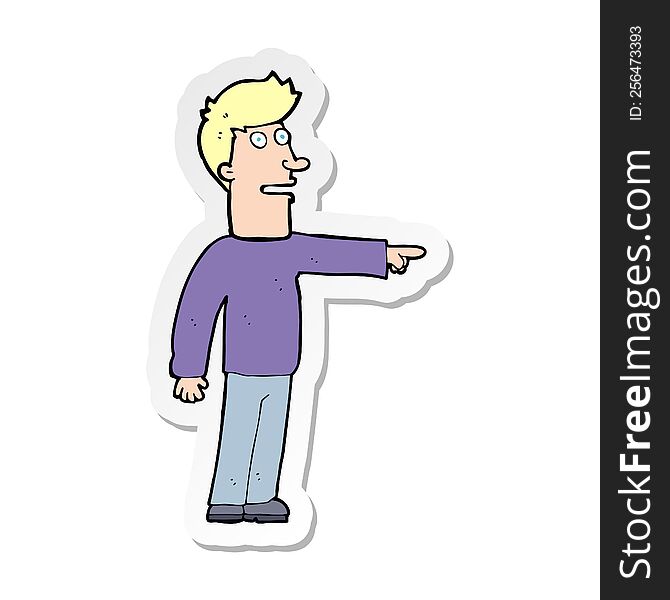 Sticker Of A Cartoon Man Pointing